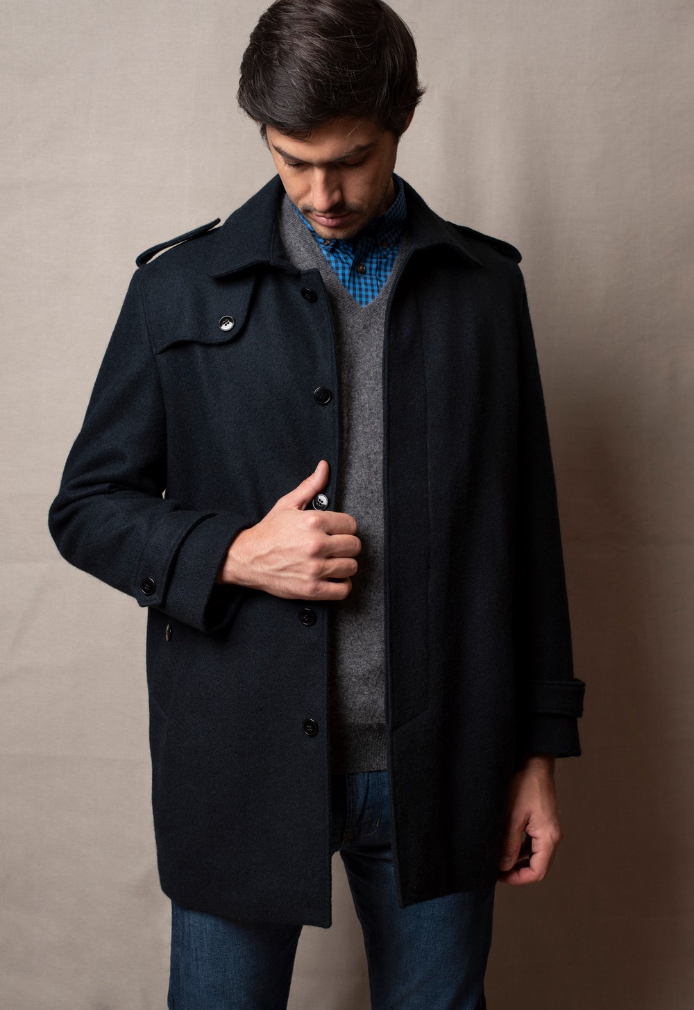 casaco de lã batido masculino