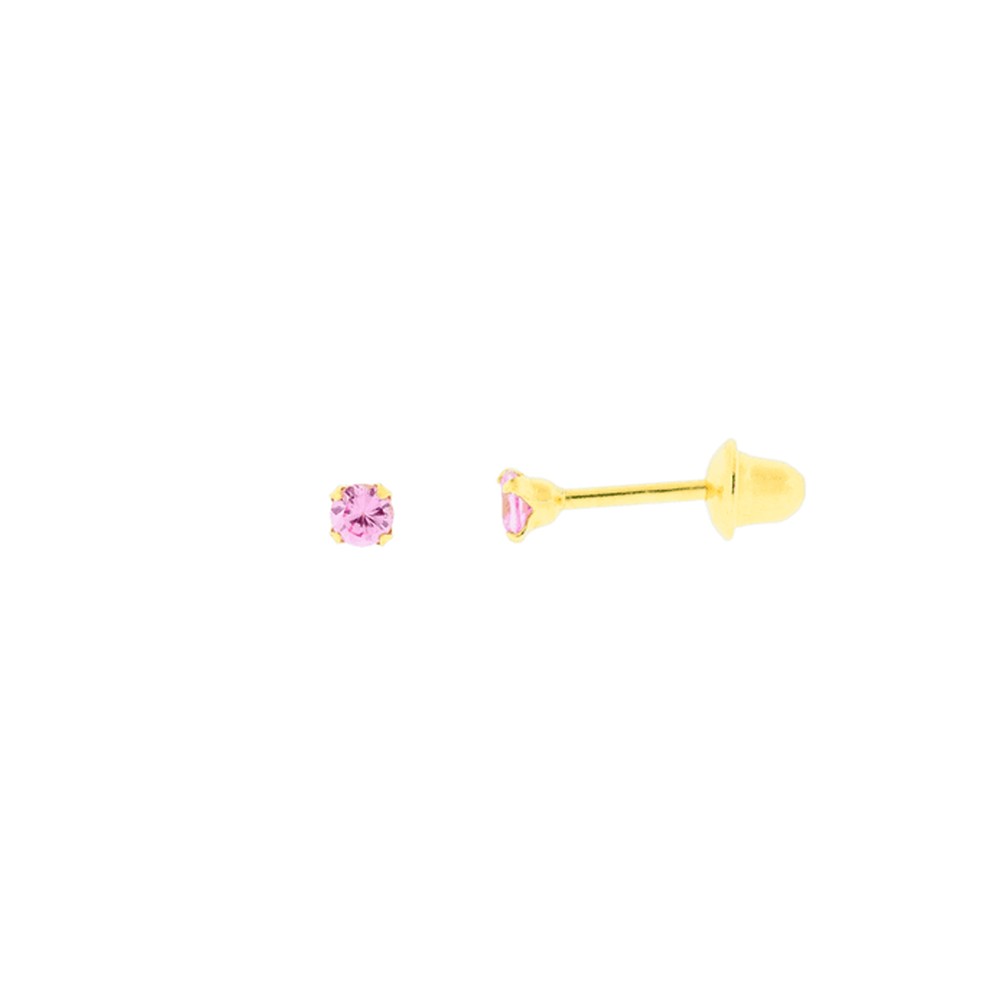 Imagem do produto Brinco de Ouro 10k Ponto de Luz Rosa com Zircônia de 3,0mm New Gold