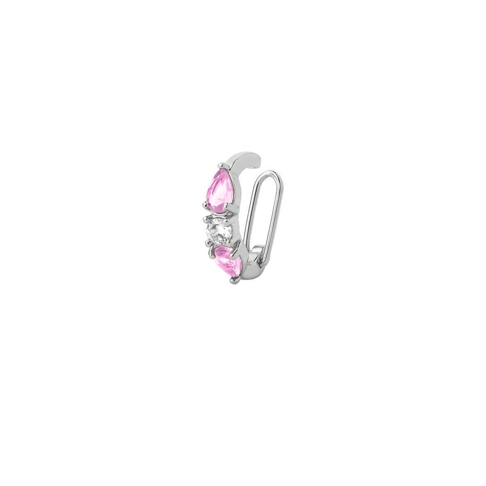 Imagem do produto Piercing de Orelha Gota Pink com Zircônias Prata 925