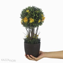 Topiaria Mista C/Flor Artificial - Amarelo