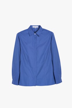 Camisa algodão Pima manga longa Denise azul