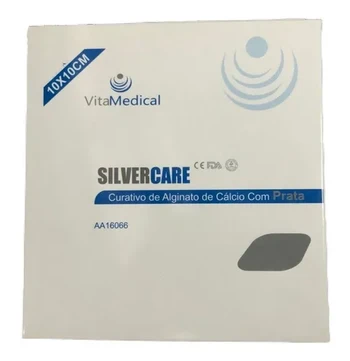Curativo de Alginato de Cálcio com prata- 10cm x 10cm  - Silvercare - Vitamedical