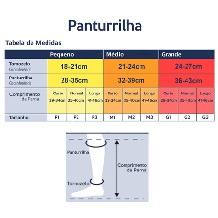 Meia Elástica Média Compressão Panturrilha 3/4 Algodão sem ponteira 20-30mmHg Sigvaris