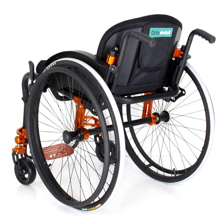 Cadeira de Rodas Monobloco Alumínio Ortomobil MB4 Xtreme Peso Leve com Encosto Rígido e Anodização