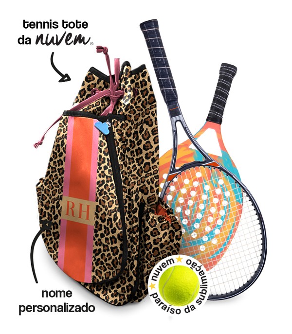 Foto do produto tennis tote raqueteira - onça print rosa-laranja