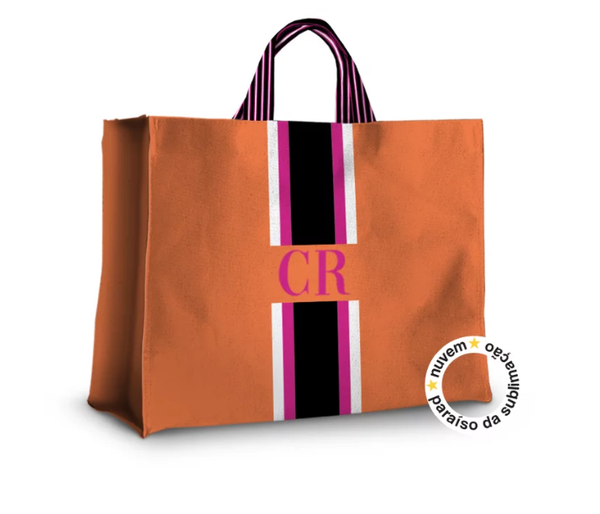 Foto do produto mini bag - listrado orange & pink