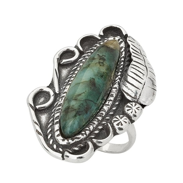 Anel - Leaf 100% Prata & Esmeralda | Ring – Leaf 100% Silver and Emerald
