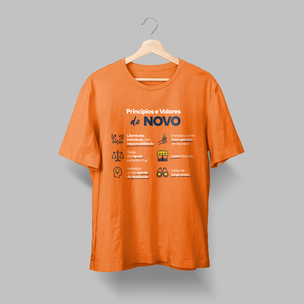Foto do produto Camiseta Princípios e Valores do NOVO Laranja (Unissex)