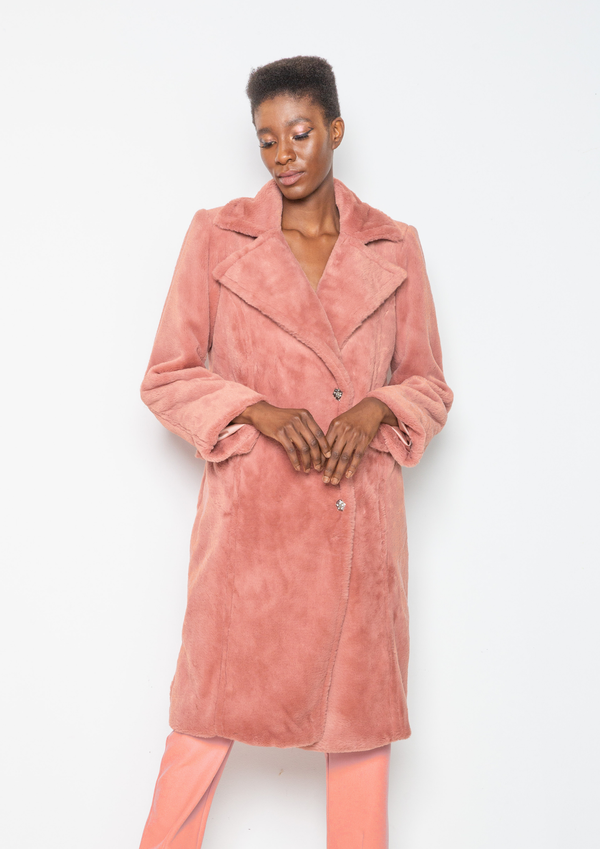 Foto do produto Casaco Longo em Fake Fur Pink Dream