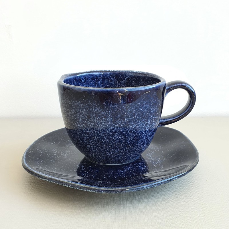 Xícara de Chá Com Pires de Porcelana Ryo Safira