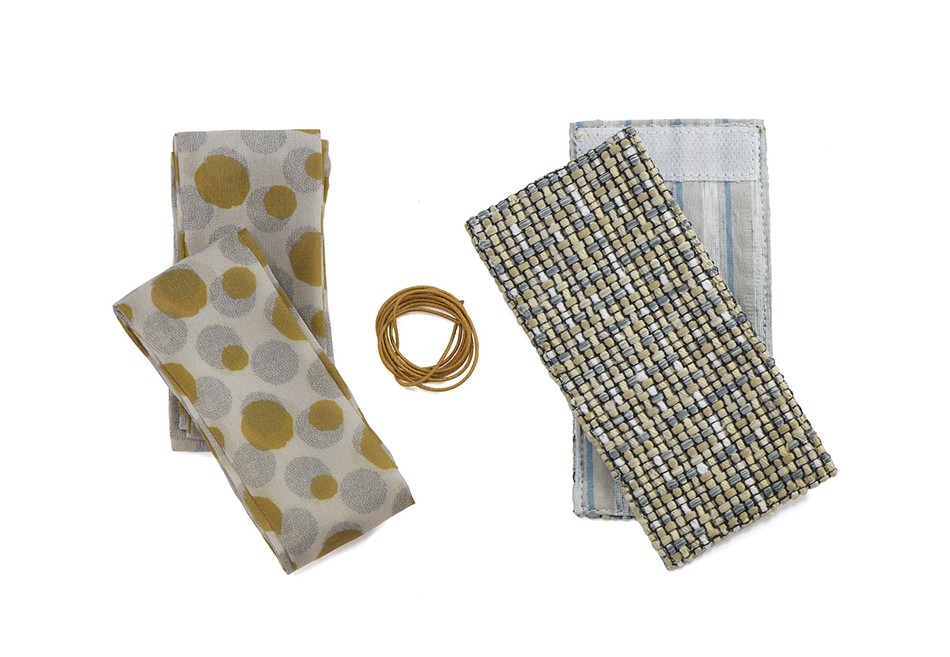 Origami Aberto Tecido Aveia/Cinza + Acessórios|Origami Peep Toe Textile Oatmeal/Gray + Accessories