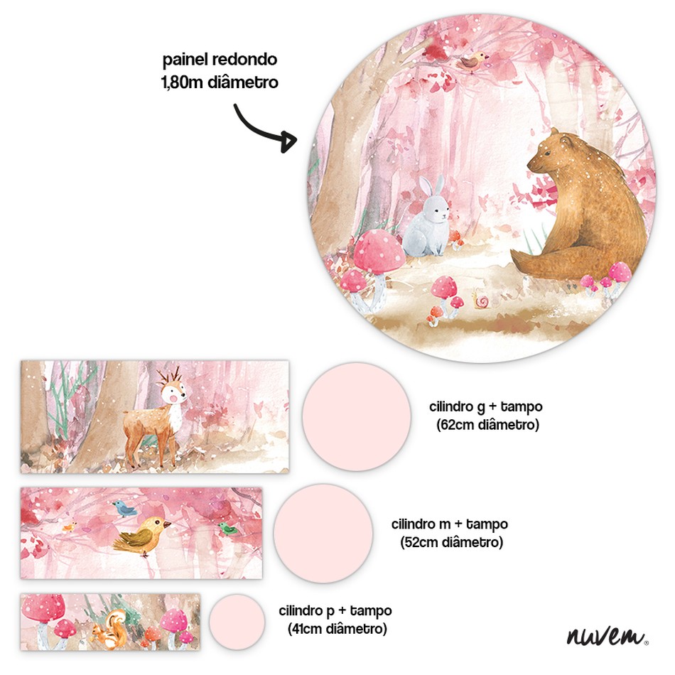 combinadinho monte fácil  - florestinha rosa aquarela