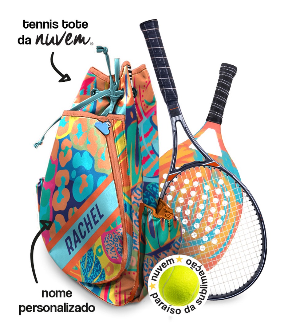 tennis tote raqueteira coleção fashion - animal print vivid colors