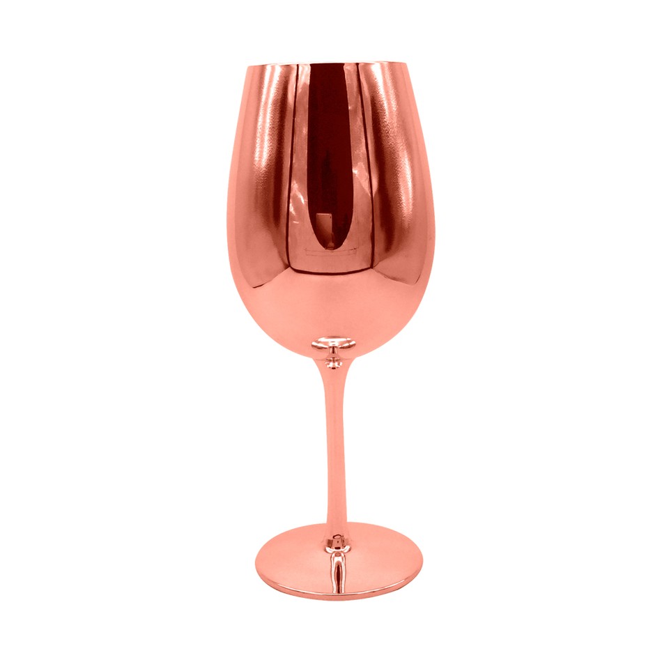 Taça de Vidro Para Vinho Cromada Rose 580 ML