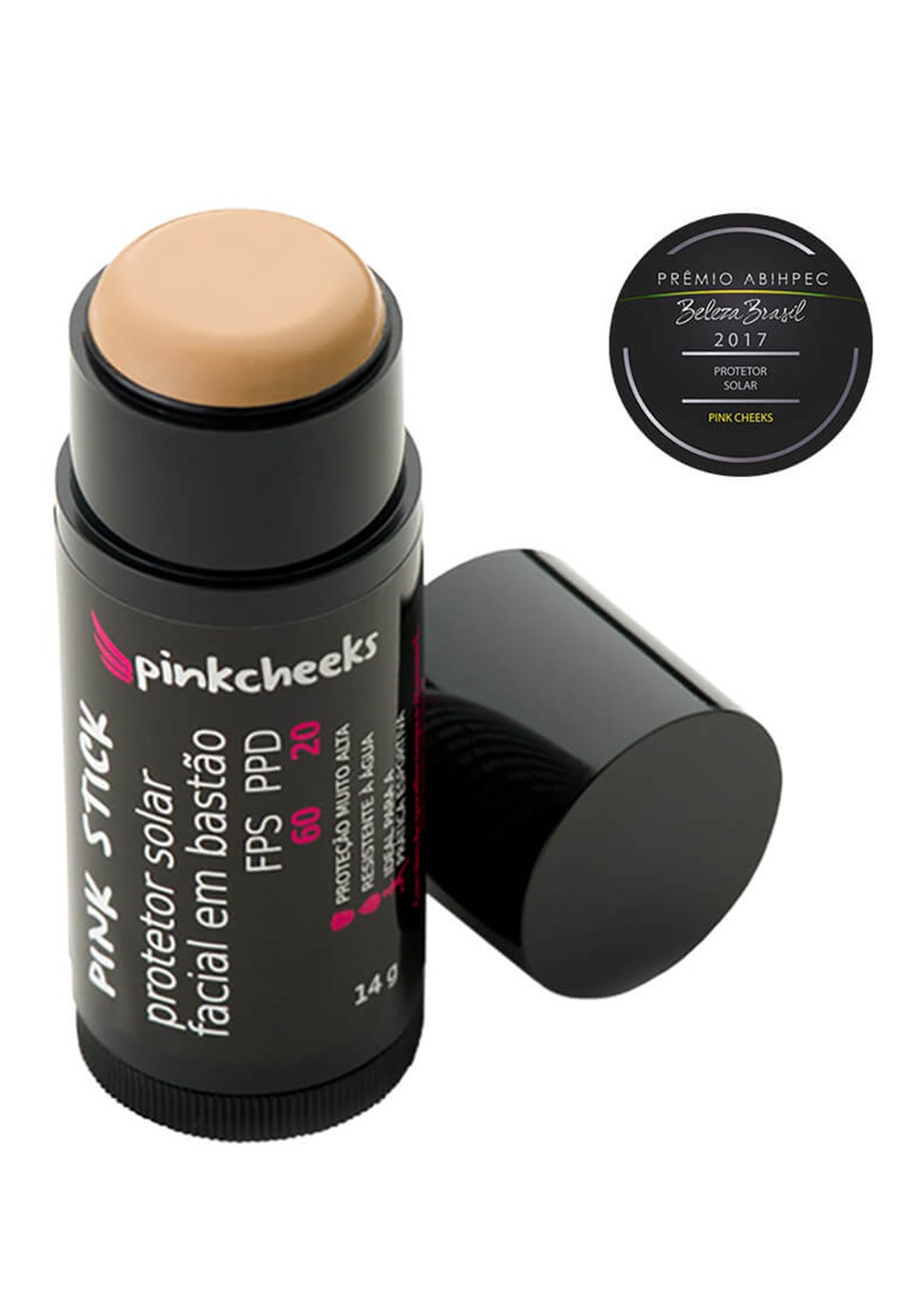 Pink Stick 21Km - Filtro solar Facial de altíssima proteção bege médio - FPS 90 PPD 70 - 14g - Pink Cheeks