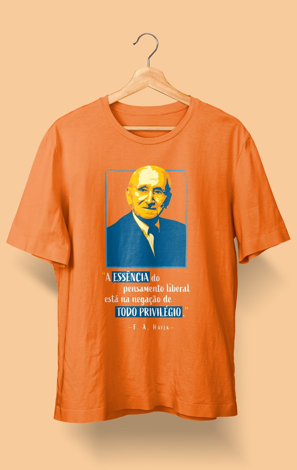 Camiseta Friedrich Hayek Laranja (Masculina)