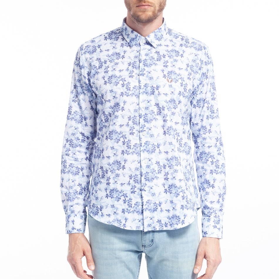 CAMISA CASUAL FLOWER BLUE