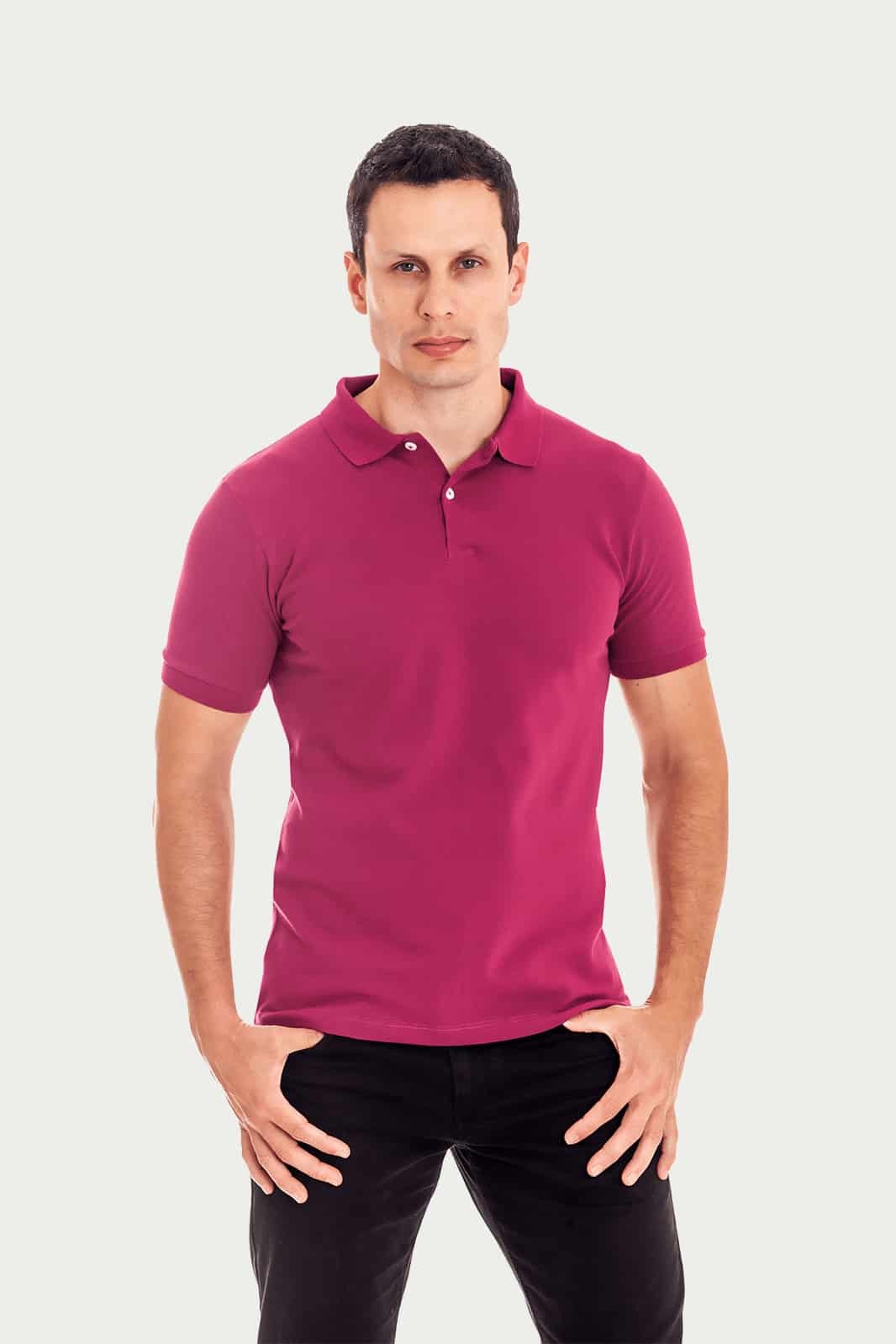 Camisa Masculina Gola Polo Rosa
