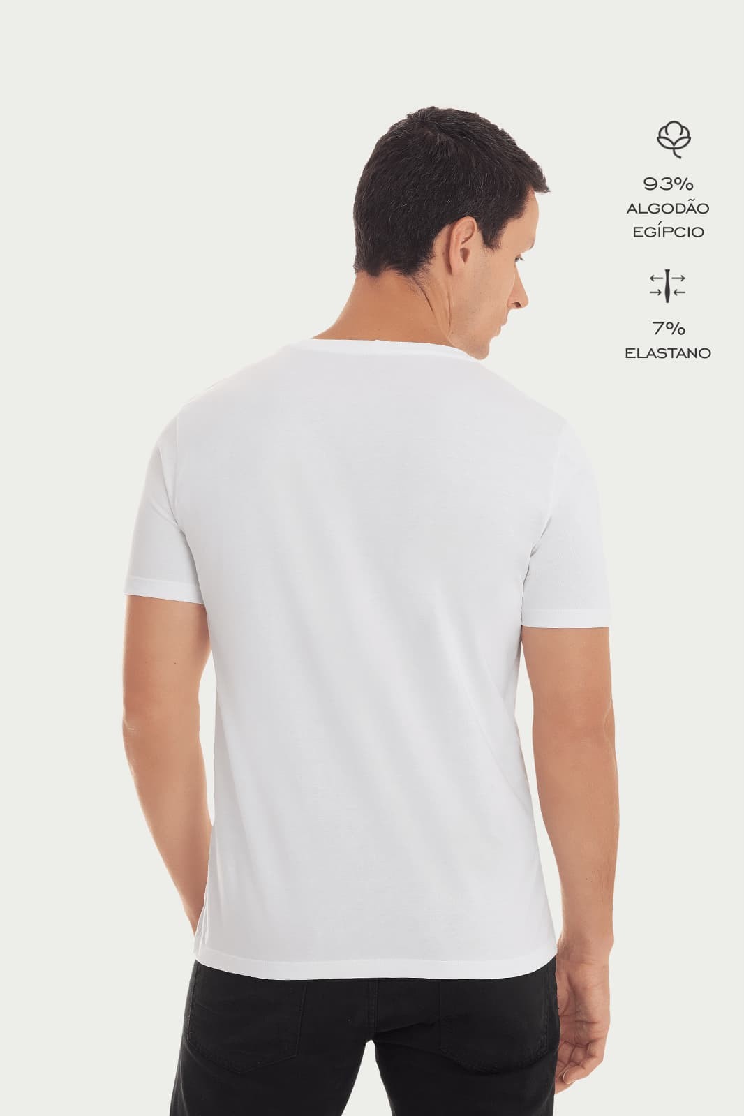 Kit Camiseta Básica Algodão Egípcio Gola V com 3 cores