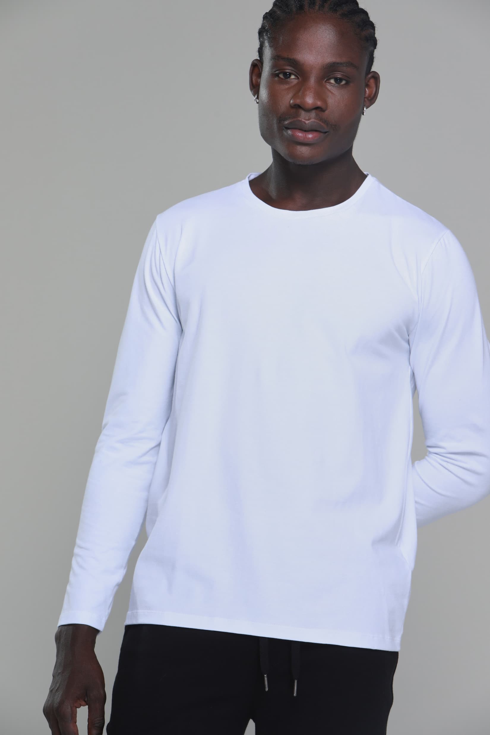 Camiseta Masculina Manga Longa Gola C Branca