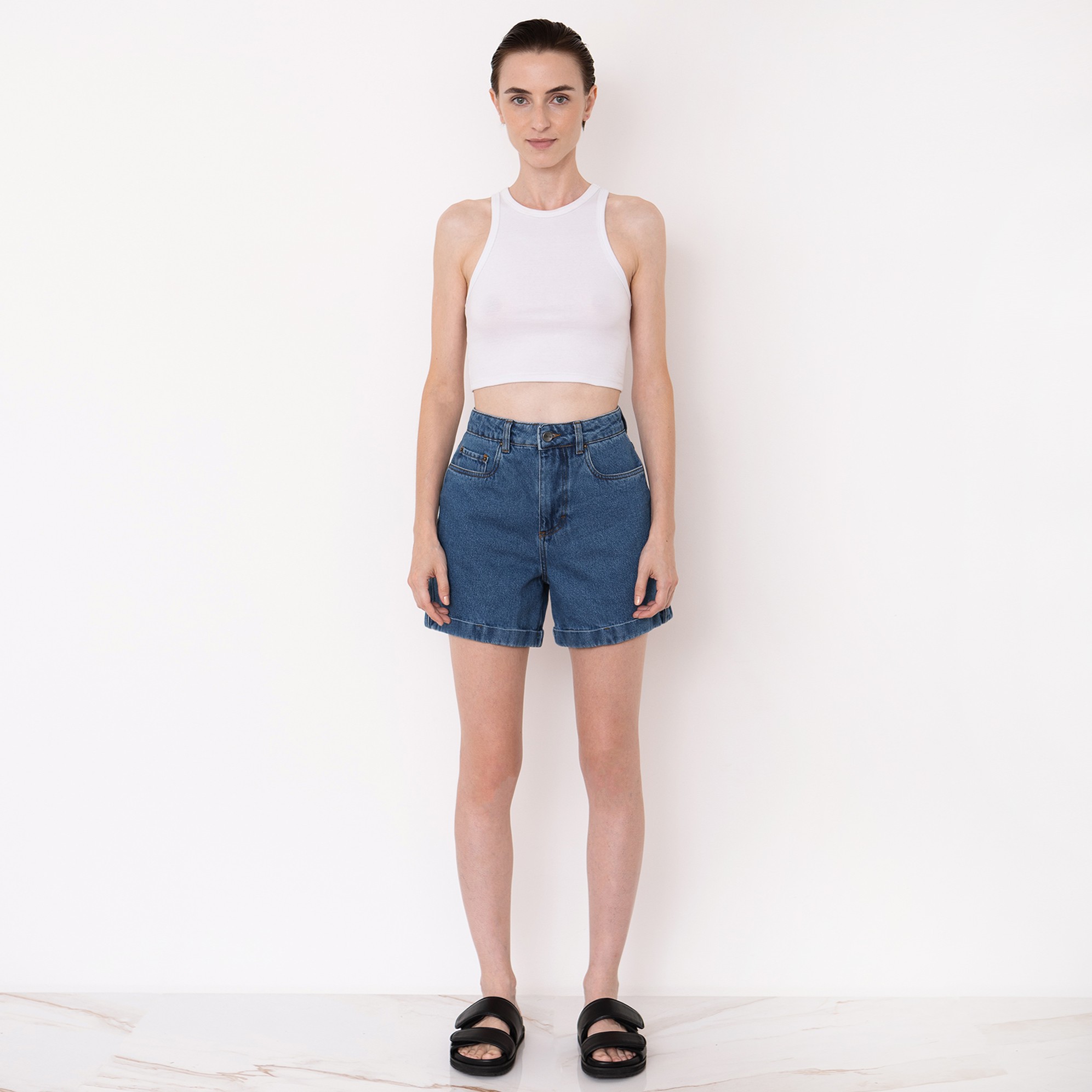Shorts Mom Jeans | Azul Índigo
